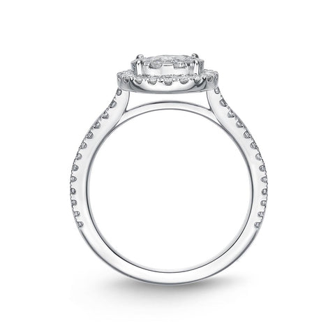 IDC Signature Collection: White Gold Round Bouquet Halo Engagement Ring (0.94 ctw) approx