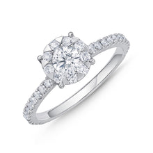 Load image into Gallery viewer, IDC Signature Collection: White Gold  Diamond Bouquet Solitaire Engagement Ring with Diamond Shank .46ctw