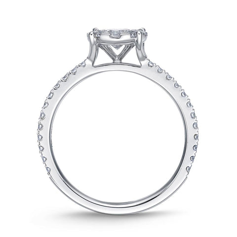 IDC Signature Collection: White Gold  Diamond Bouquet Solitaire Engagement Ring with Diamond Shank .46ctw