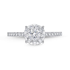 IDC Signature Collection: White Gold  Bouquet Solitaire Engagement Ring with Diamond Shank .72ctw