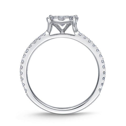 IDC Signature Collection: White Gold  Bouquet Solitaire Engagement Ring with Diamond Shank .72ctw