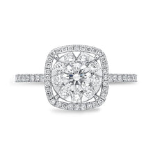 Load image into Gallery viewer, IDC Signature Collection: White Gold Bouquet Cushion Halo Engagement Ring .61ctw (.20 center)