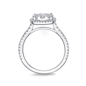 IDC Signature Collection: White Gold Bouquet Cushion Halo Engagement Ring .78ctw (.30 center)