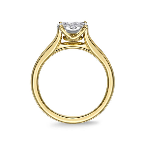IDC Signature Collection: Yellow Gold Bouquet Solitaire Engagement Ring .47ctw approx. (.30 center