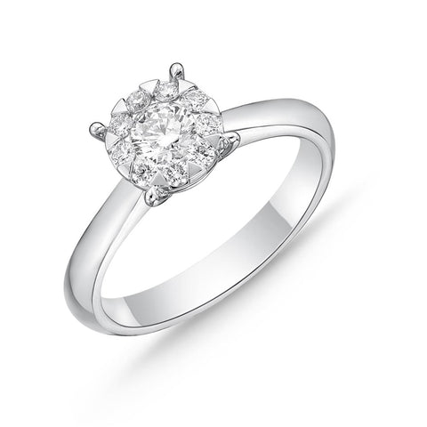 IDC Signature Collection: White Gold Round Bouquet Solitaire Engagement Ring .47ctw approx. (.30 center