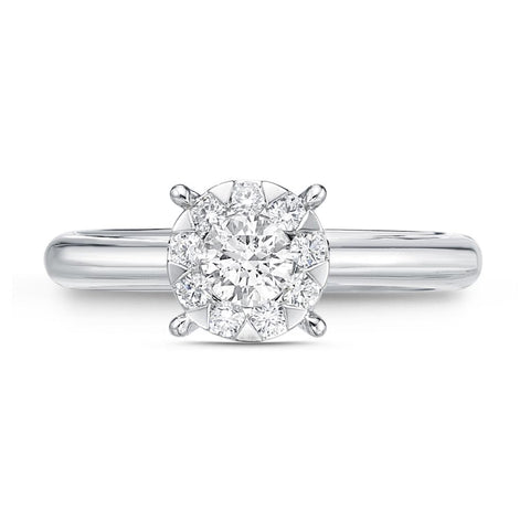 IDC Signature Collection: White Gold Round Bouquet Solitaire Engagement Ring .47ctw approx. (.30 center
