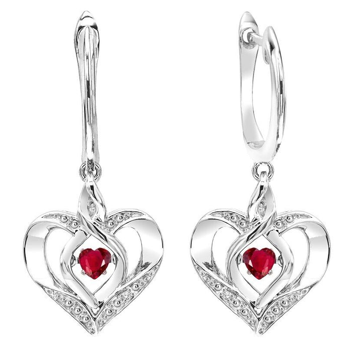 Silver Diamond & Created Ruby Earring