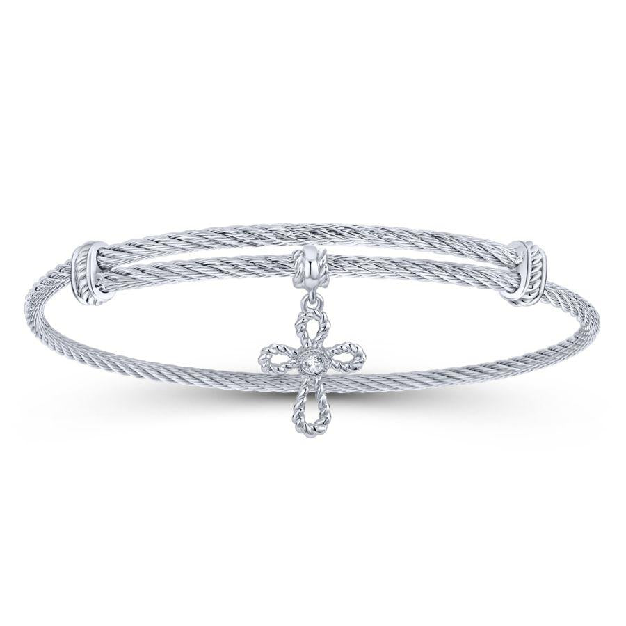 Gabriel & Co. White Sapphire Cross Charm Bracelet