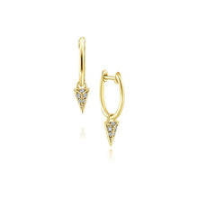 Load image into Gallery viewer, Gabriel Huggies Collection Yellow Gold Dangling Diamond Earrings (0.07 CTW)