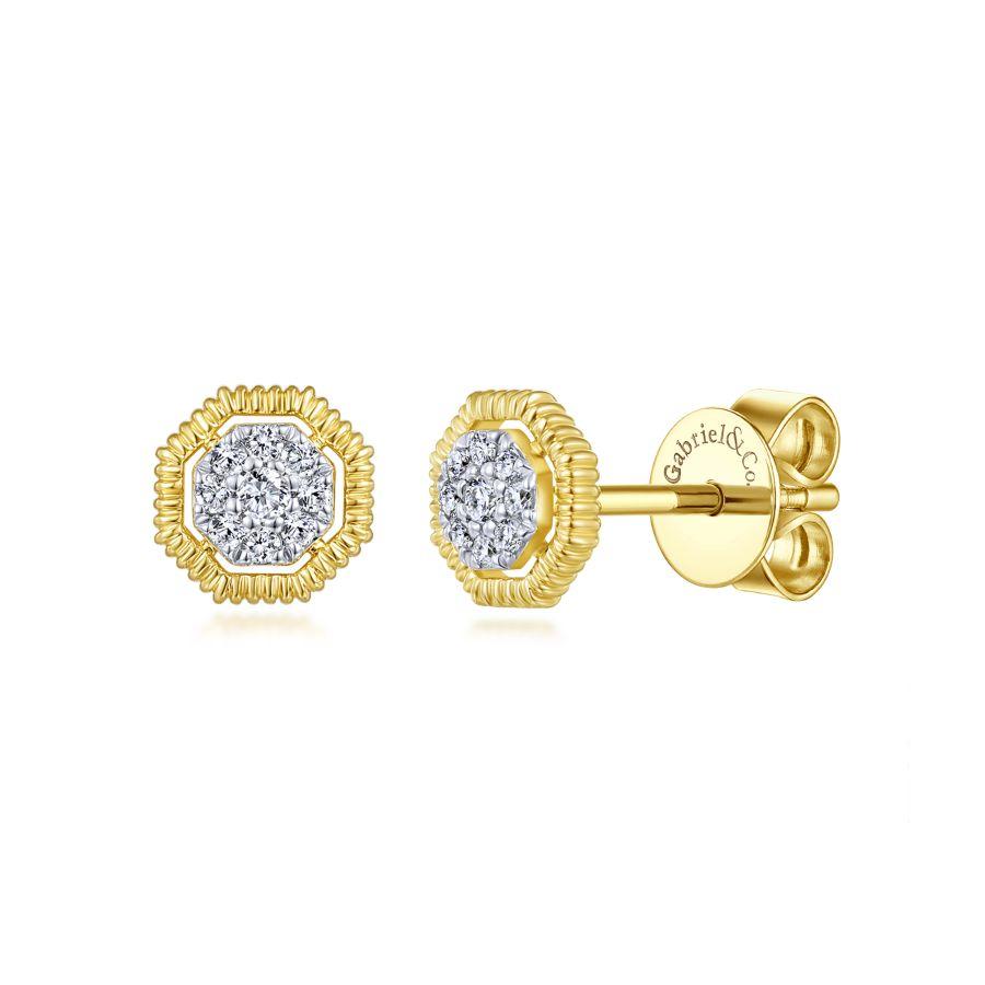 Gabriel & Co. Contemporary Yellow Gold Earrings (0.11 CTW)