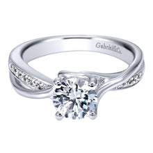Load image into Gallery viewer, Gabriel Bridal Collection White Gold Criss Cross Engagement Ring (0.14 ctw)