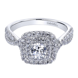 Gabriel Bridal Collection White Gold Double Halo Engagement Ring (0.5 ctw)