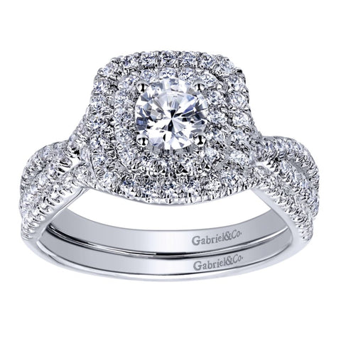 Gabriel Bridal Collection White Gold Double Halo Engagement Ring (0.5 ctw)