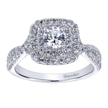Load image into Gallery viewer, Gabriel Bridal Collection White Gold Double Halo Engagement Ring (0.5 ctw)