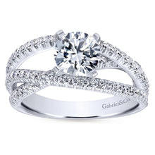 Load image into Gallery viewer, Gabriel Bridal Collection White Gold French Diamond Accent Free Form Basket Center Diamond Engagement Ring (0.57 ctw)