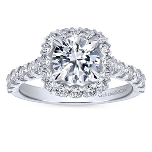 Gabriel Bridal Collection White Gold Diamond Shared Prong Halo Engagement Ring (0.77 ctw)