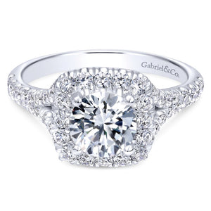 Gabriel Bridal Collection White Gold Diamond Diamond Accent Halo Engagement Ring (0.82 ctw)