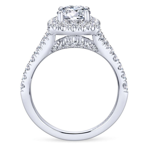 Gabriel Bridal Collection White Gold Diamond Diamond Accent Halo Engagement Ring (0.82 ctw)