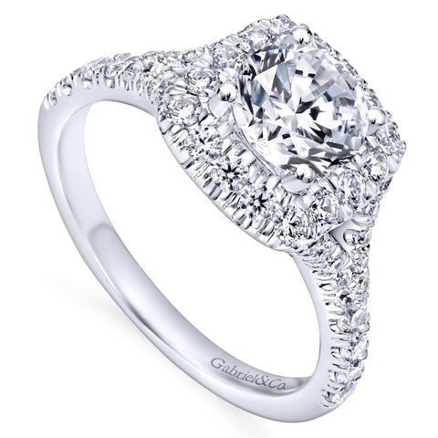 Gabriel Bridal Collection White Gold Diamond Diamond Accent Halo Engagement Ring (0.82 ctw)