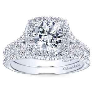 Gabriel Bridal Collection White Gold Diamond Diamond Accent Halo Engagement Ring (0.82 ctw)