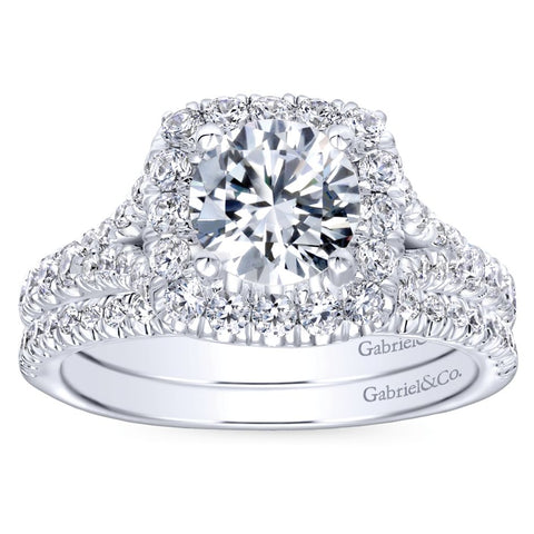 Gabriel Bridal Collection White Gold Diamond Diamond Accent Halo Engagement Ring (0.82 ctw)