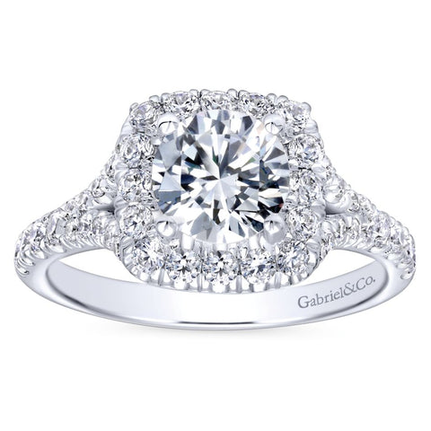 Gabriel Bridal Collection White Gold Diamond Diamond Accent Halo Engagement Ring (0.82 ctw)