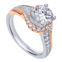 Load image into Gallery viewer, Gabriel Bridal Collection White and Rose Gold Bypass Engagement Ring (0.37 ctw)