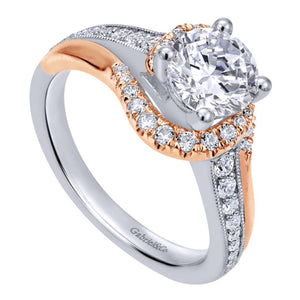 Gabriel Bridal Collection White and Rose Gold Bypass Engagement Ring (0.37 ctw)