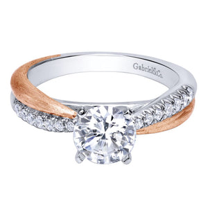 Gabriel Bridal Collection White and Pink Gold Criss Cross Engagement Ring (0.18 ctw)