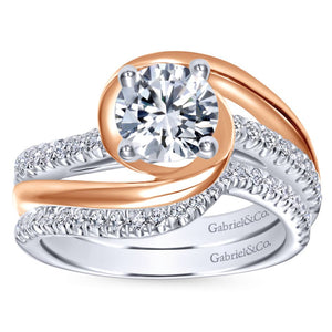 Gabriel Bridal Collection White and Pink Gold Diamond Diamond Accent Bypass Round Engagement Ring (0.2 ctw)