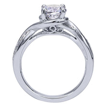 Load image into Gallery viewer, Gabriel Bridal Collection White Gold Diamond Criss Cross Round Engagement Ring (0.1 ctw)