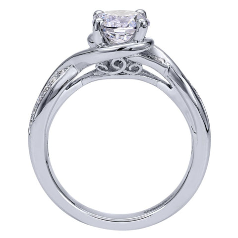 Gabriel Bridal Collection White Gold Diamond Criss Cross Round Engagement Ring (0.1 ctw)