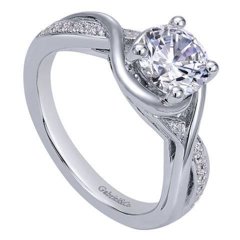 Gabriel Bridal Collection White Gold Diamond Criss Cross Round Engagement Ring (0.1 ctw)