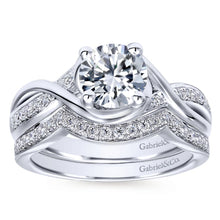 Load image into Gallery viewer, Gabriel Bridal Collection White Gold Diamond Criss Cross Round Engagement Ring (0.1 ctw)