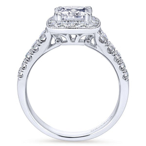 Gabriel Bridal Collection White Gold Diamond Accent Shank and Princess Cut Diamond Halo Engagement Ring (0.56 ctw)