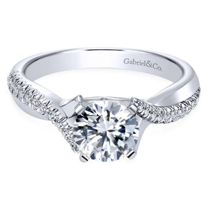 Gabriel Bridal Collection White Gold Diamond Diamond Accent Criss Cross Engagement Ring with Cathedral Setting (0.19 ctw)