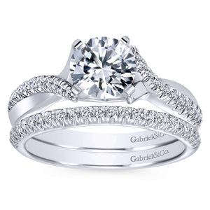 Gabriel Bridal Collection White Gold Diamond Diamond Accent Criss Cross Engagement Ring with Cathedral Setting (0.19 ctw)