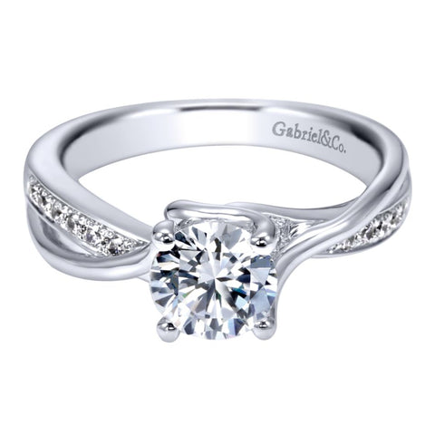 Gabriel Bridal Collection White Gold Criss Cross Engagement Ring (0.08 ctw)