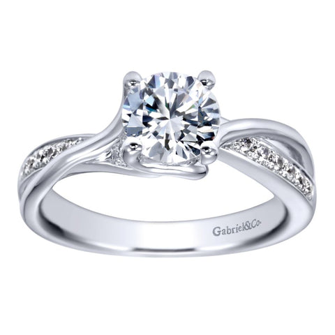 Gabriel Bridal Collection White Gold Criss Cross Engagement Ring (0.08 ctw)