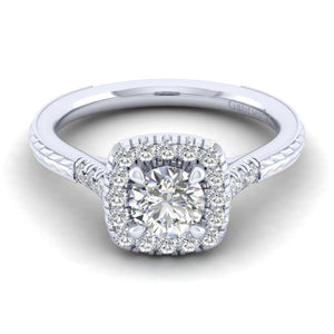 Gabriel Victorian Collection White Gold Halo Engagement Ring (0.3 CTW)