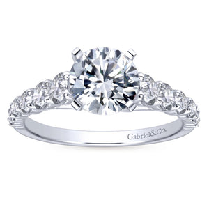 Gabriel Bridal Collection White Gold Diamond Graduating Diamond Accent with Straight Cathedral Setting Engagement Ring (1 ctw)