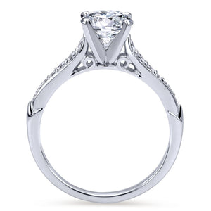 Gabriel Bridal Collection White Gold Diamond Straight Milgrain Channel Engagement Ring (0.2 ctw)