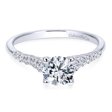 Load image into Gallery viewer, Gabriel Bridal Collection White Gold Diamond Accent Graduating Diamonds with Straight Shank Engagement Ring (0.26 ctw)