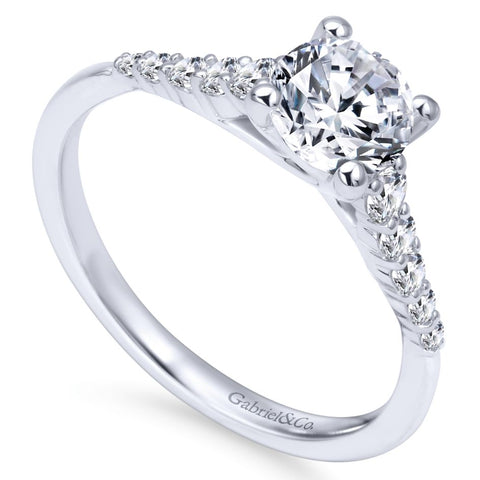 Gabriel Bridal Collection White Gold Diamond Accent Graduating Diamonds with Straight Shank Engagement Ring (0.26 ctw)