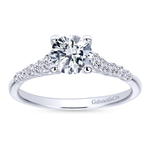 Gabriel Bridal Collection White Gold Diamond Accent Graduating Diamonds with Straight Shank Engagement Ring (0.26 ctw)