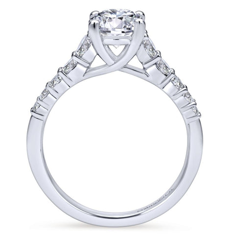 Gabriel Bridal Collection White Gold Diamond Accent Graduating Diamonds with Straight Shank Engagement Ring (0.5 ctw)