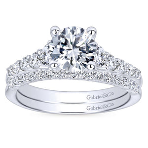 Gabriel Bridal Collection White Gold Diamond Accent Graduating Diamonds with Straight Shank Engagement Ring (0.5 ctw)