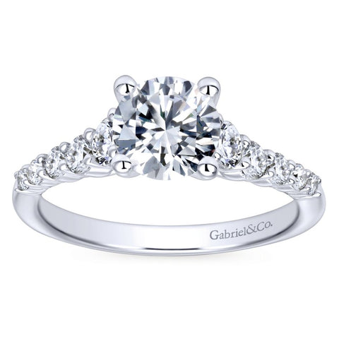 Gabriel Bridal Collection White Gold Diamond Accent Graduating Diamonds with Straight Shank Engagement Ring (0.5 ctw)