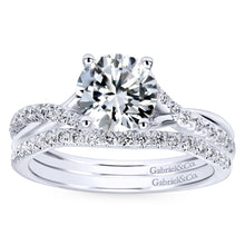 Load image into Gallery viewer, Gabriel Bridal Collection White Gold Diamond Diamond Accent Criss Cross Engagement Ring with Cathedral Setting (0.15 ctw)