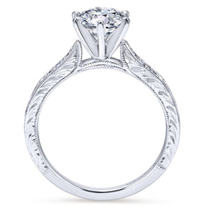 Gabriel Bridal Collection White Gold Petite Side Diamonds Straight Engagement Ring (0.1 ctw)